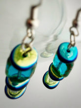 Load image into Gallery viewer, Aqua dangle earrings