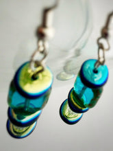Load image into Gallery viewer, Aqua dangle earrings
