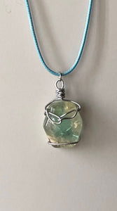 Gold & Green Wrapped Resin Pendent Necklace