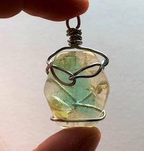 Load image into Gallery viewer, Gold &amp; Green Wrapped Resin Pendent Necklace
