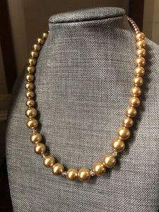 Champagne pearl and crystal necklace