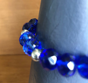 Faceted blue glass and silver bracelet