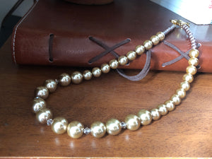 Champagne pearl and crystal necklace